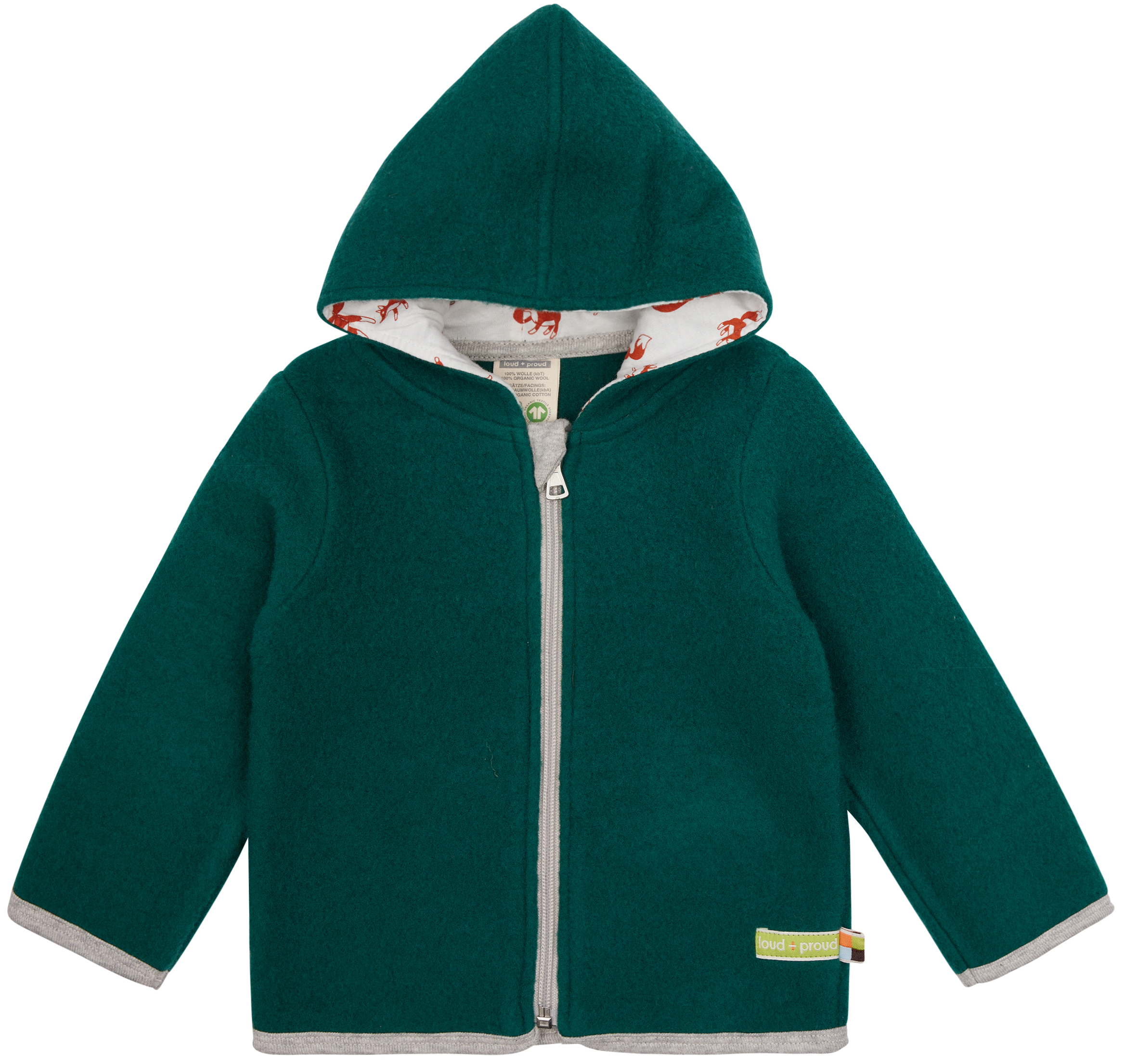 Loud&Proud Wollfleece-Jacke mit Kapuze grün