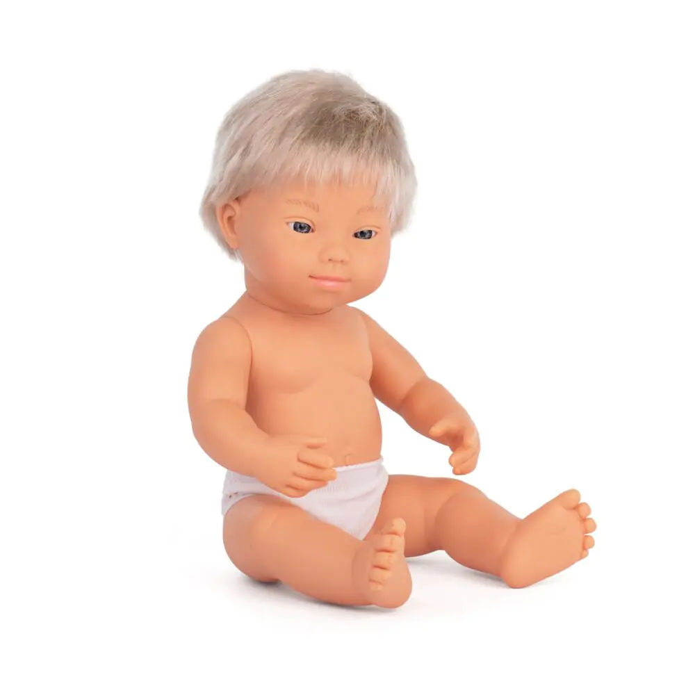Miniland Puppe Anatomisch korrekt Down Syndrom Junge caucasian 38cm (inkl. Kleidung) – Bild 3