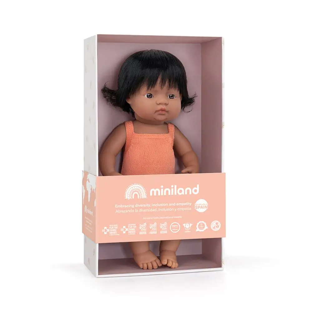 Miniland Puppe Anatomisch korrekt Haare hispanic girl 38 cm (inkl. Kleidung) – Bild 4