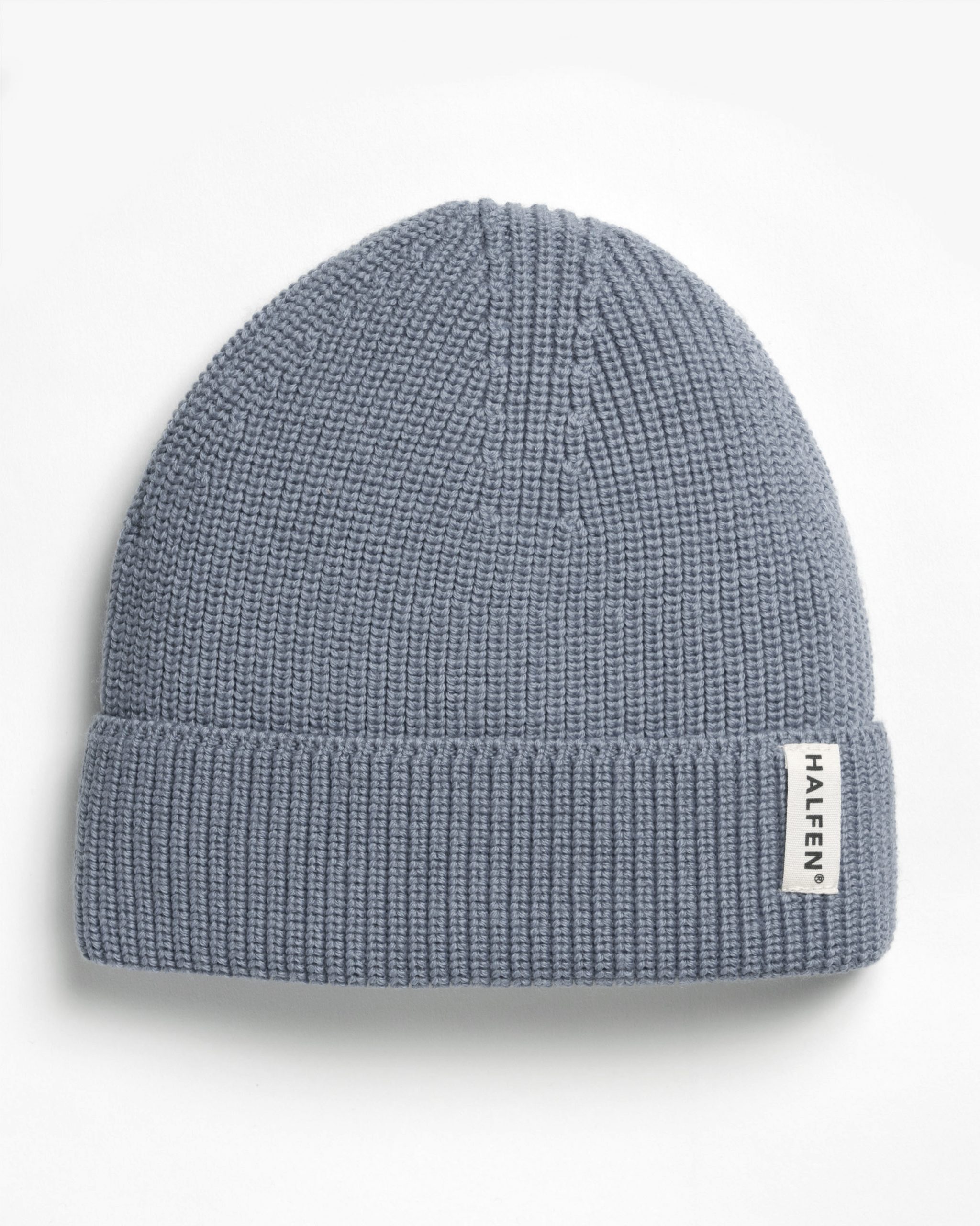 Halfen Strick-Beanie Merino Rauchblau