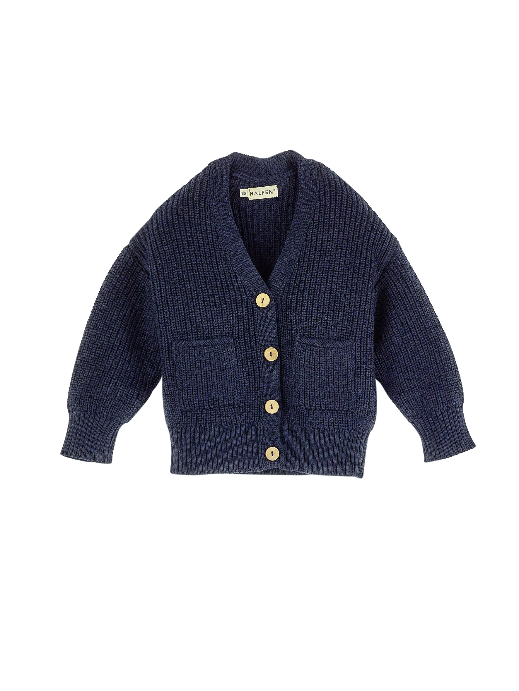 Halfen Grobstrick Cardigan Marine