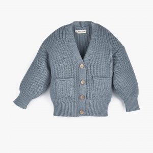 Halfen Grobstrick Cardigan Rauchblau