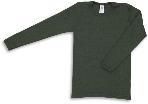 Engel Langarmshirt Wolle/Seide Olive – Bild 4