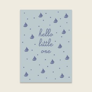 ava&yves Postkarte puderblau (Letterpress) – Hello Little One