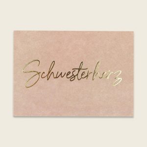ava&yves Postkarte mit Goldeffekten, rose – Schwesterherz