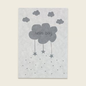 ava&yves Postkarte graublau (Letterpress) – Hello Boy