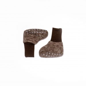 Cosilana Babyschuhe Wolle/Baumwollfleece nuss