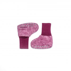 Cosilana Babyschuhe Wolle/Baumwollfleece beere