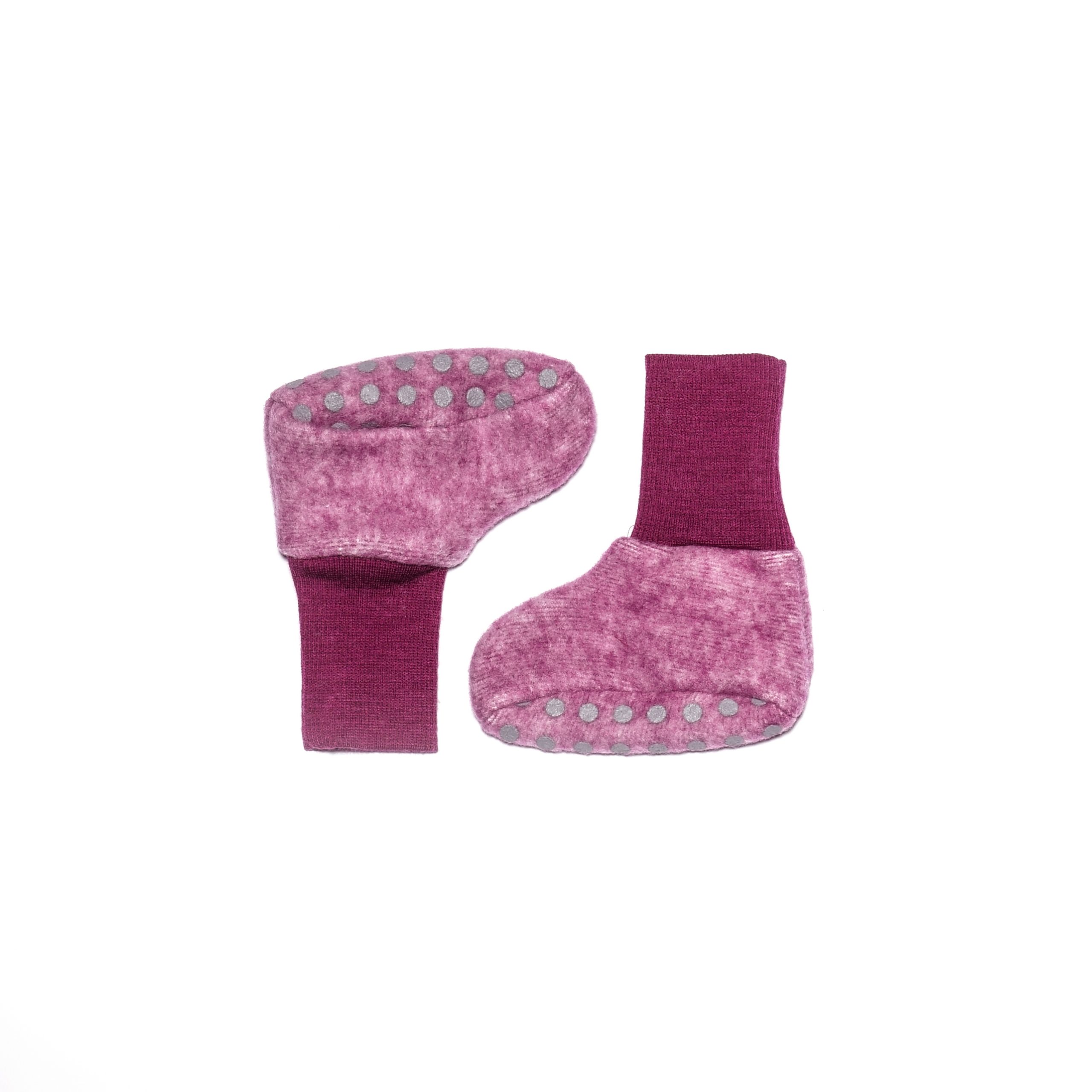 Cosilana Babyschuhe Wolle/Baumwollfleece beere