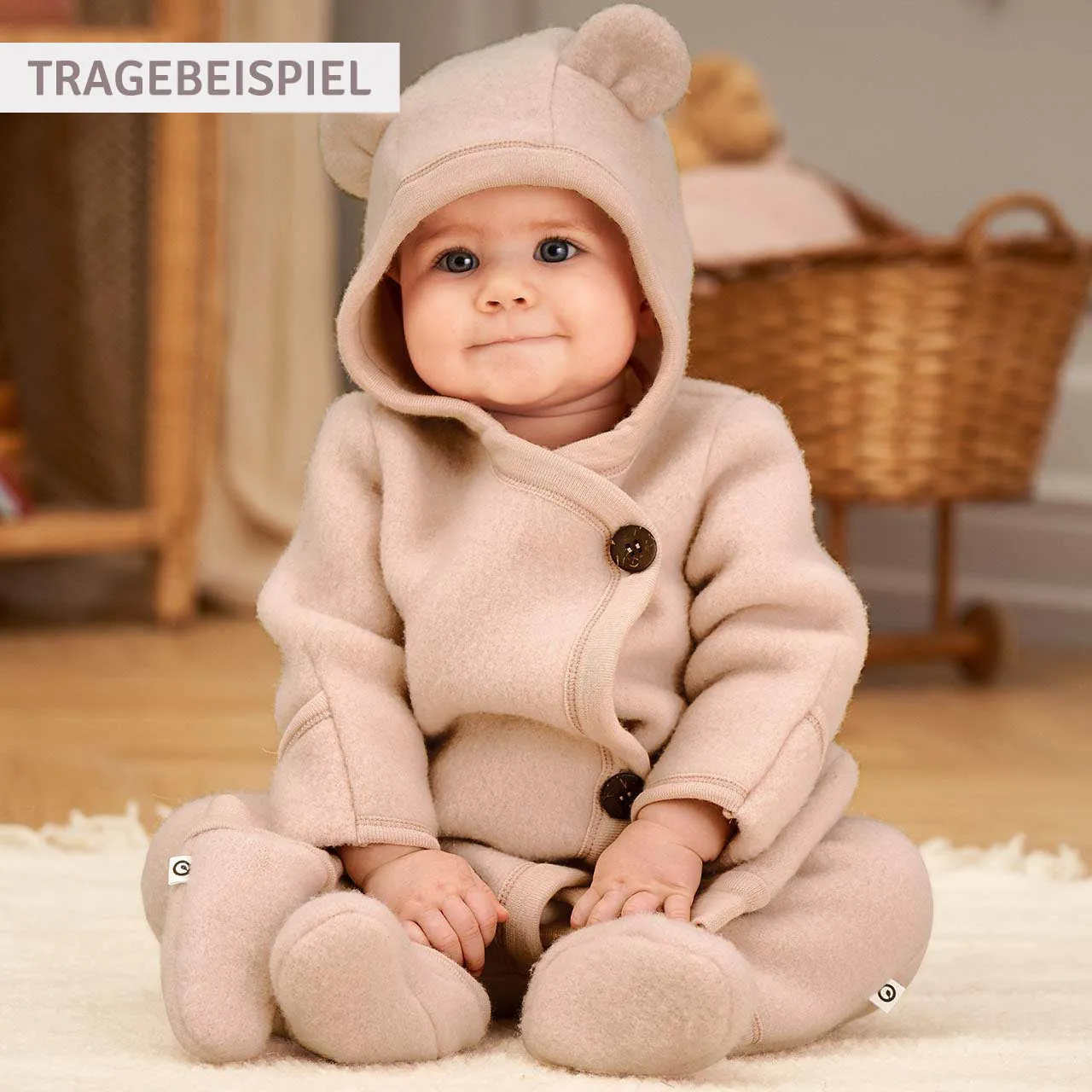 Müsli Wollfleece Overall blau – Bild 3