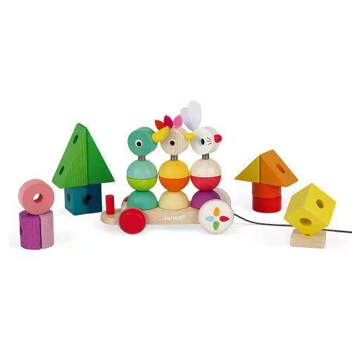 Janod Nachziehzug Hase, Huhn Und Ente Groß – Bild 5