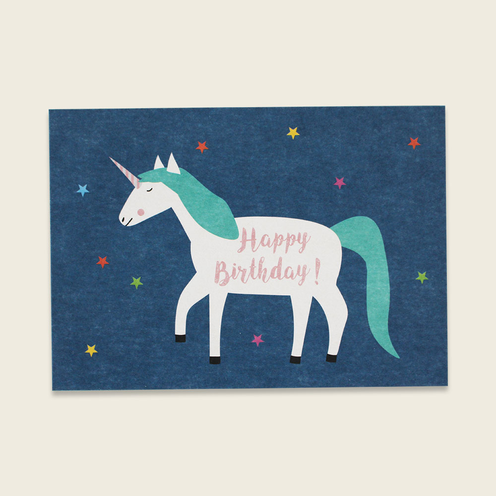 Ava&Yves Postkarte Einhorn – „Happy Birthday“