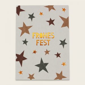 Ava&Yves Postkarte Sterne mit Kupferfolie – Frohes Fest