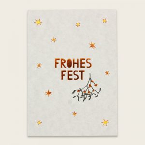 Ava&Yves Postkarte Mistelzweig mit Kupferfolie – Frohes Fest