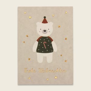 Ava&Yves Postkarte Bär mit Veredelung – Frohe Weihnachten
