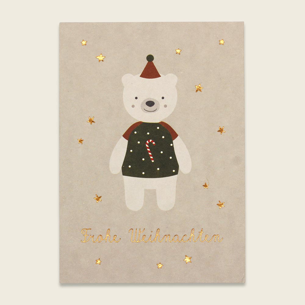 Ava&Yves Postkarte Bär mit Veredelung – Frohe Weihnachten