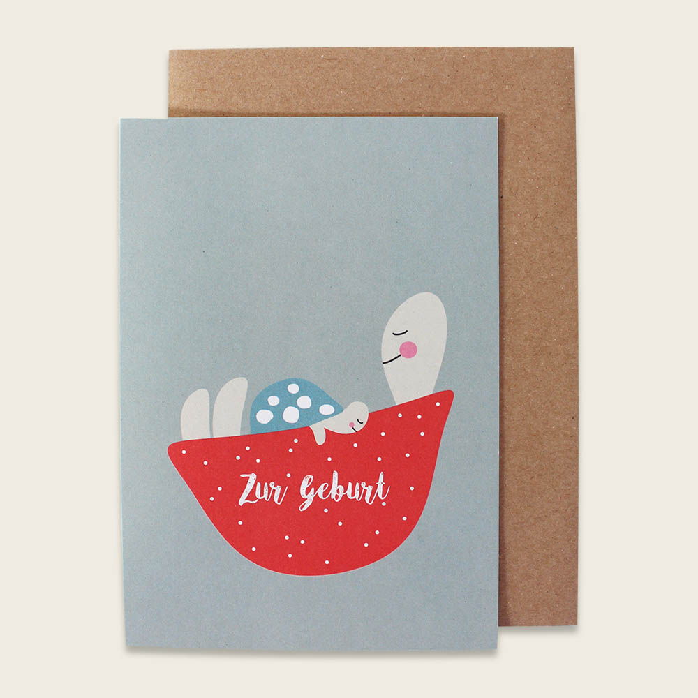 Ava&Yves Klappkarte Schildkröte „Zur Geburt“