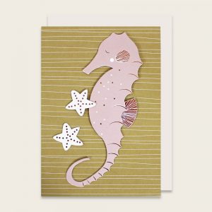Ava&Yves Postkarte Seepferdchen mit Deko-Elemten, Format DIN A5
