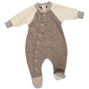 Engel Natur Frühchen und Baby Schlafanzug mit Fuß Bio-Merinowolle Frottee walnuss melange