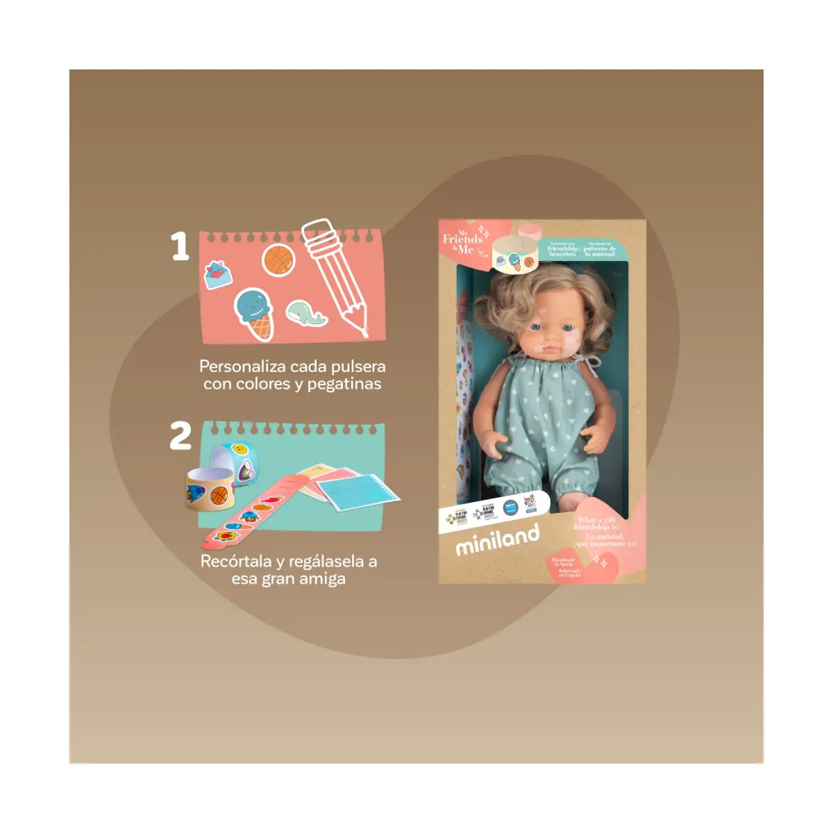 Miniland Puppe mit Pigmentflecken 38cm (inkl. Kleidung) – Bild 4