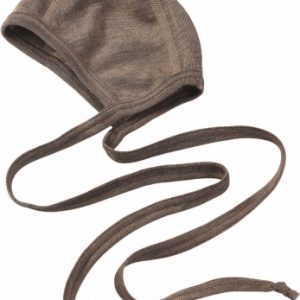 Engel Natur Babyhäubchen Wolle Seide in wallnuss