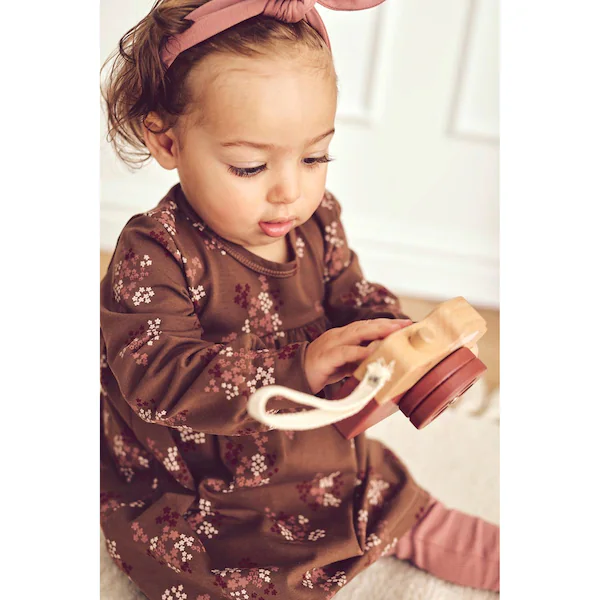 Müsli Bodykleid langarm Blumen braun/rosa – Bild 3