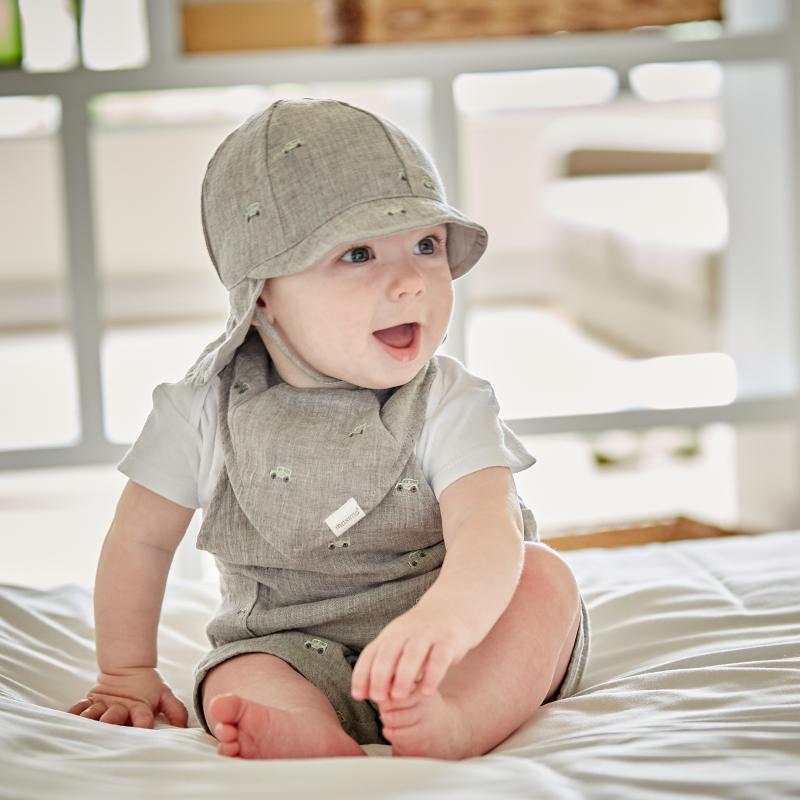 Maximo GOTS BABY-Schildmütze Nackenschutz, Musselinstoff, Futter, UV – Bild 2