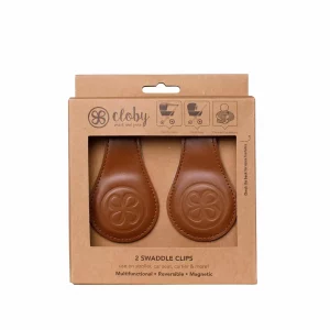 Cloby Magnet-Clips, 2er Set – Leder braun