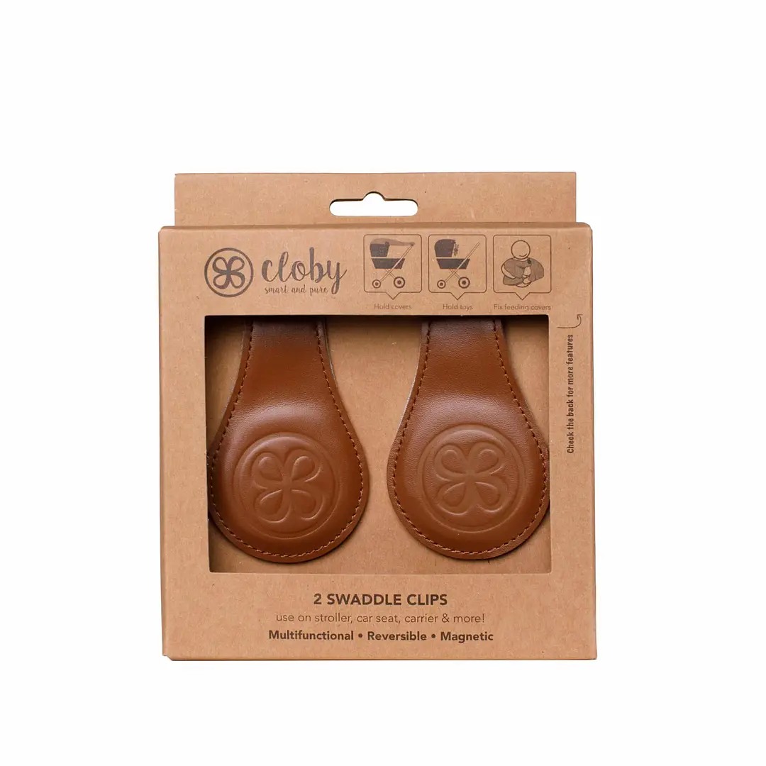 Cloby Magnet-Clips, 2er Set – Leder braun