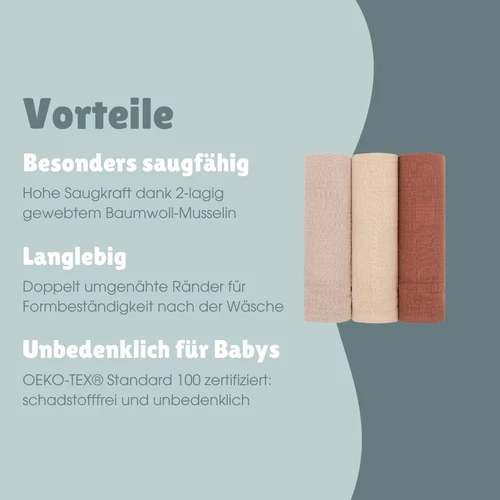 emma & noah Spucktücher 3er Set Erdtöne – Bild 6