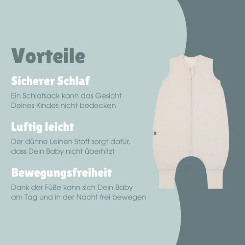 emma & noah Leinen Schlafsack mit Füßen 0.5 TOG – Bild 6