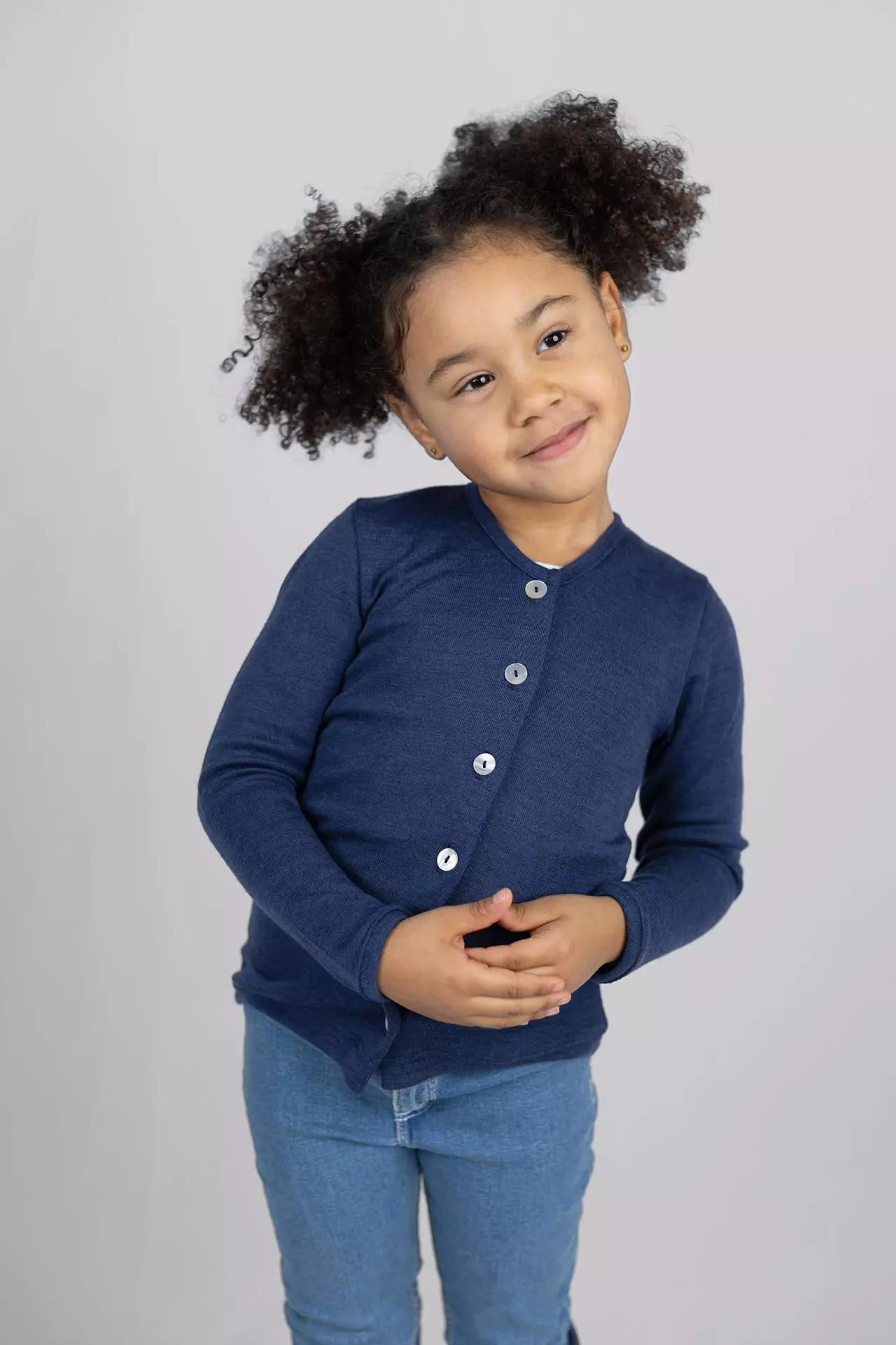 Jäckchen Wolle/Seide marine – Bild 2