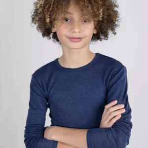 Engel Langarmshirt Wolle/Seide marine