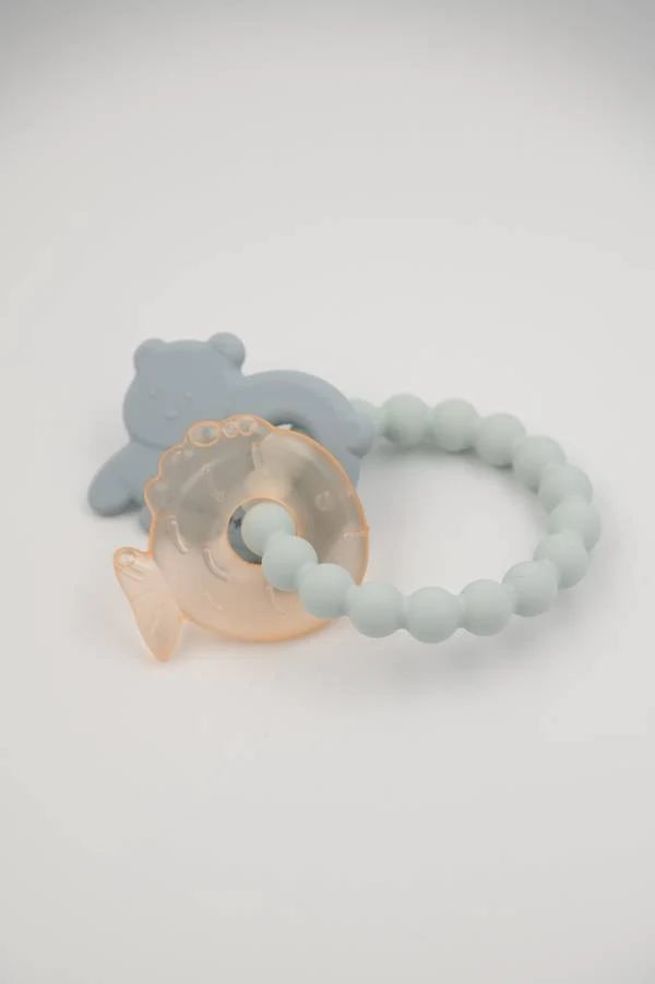 Bamboom Beißring Bär und Fisch zum Zahnen - BLAU – Bild 3