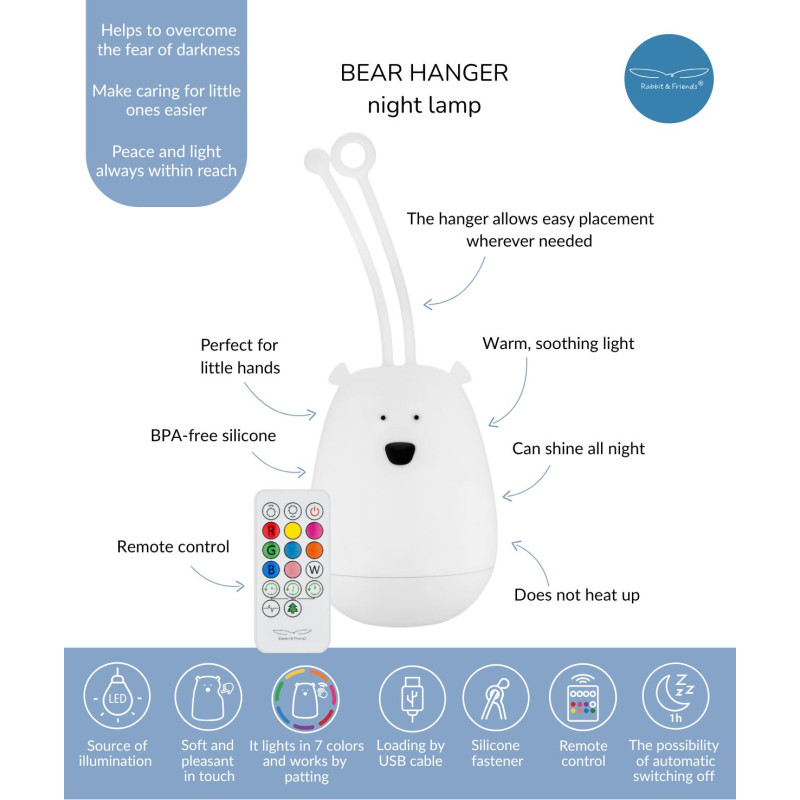 Rabbit&Friends Nachtlampe Bär Hängelampe – Bild 6