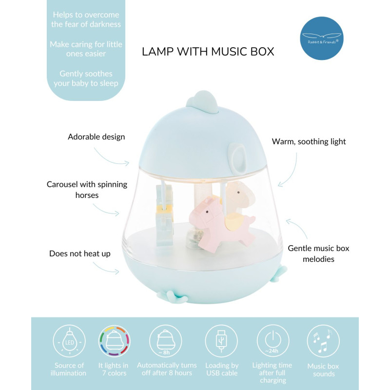 Rabbit&Friends HühnchenLampe mit Karussell-Spieluhr, Blau – Bild 5