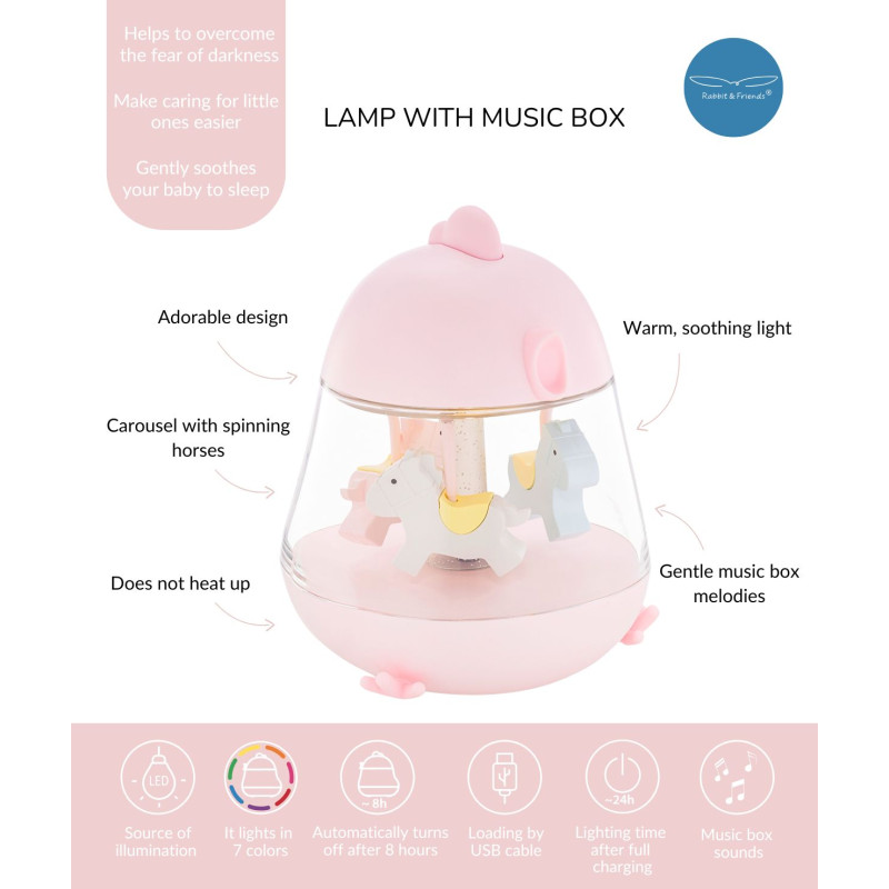 Rabbit&Friends HühnchenLampe mit Karussell-Spieluhr, Rosa – Bild 7