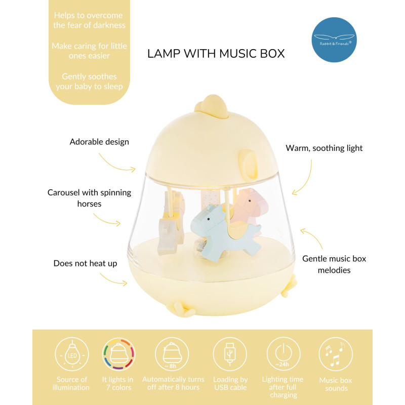 Rabbit&Friends HühnchenLampe mit Karussell-Spieluhr, Gelb – Bild 6