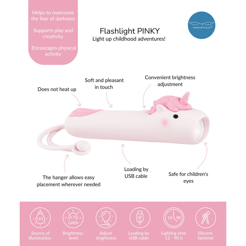 Rabbit&Friends Taschenlampe Einhorn PINKY – Bild 8