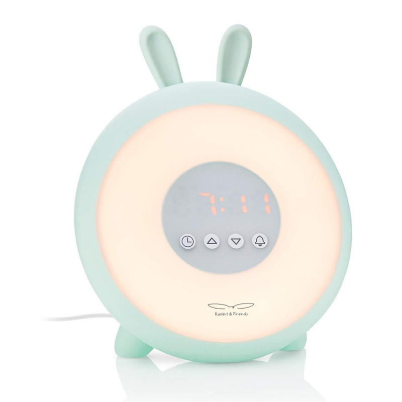 Rabbit&Friends Rabbit Wake Up Lampe mit Wecker, Salbeigrün