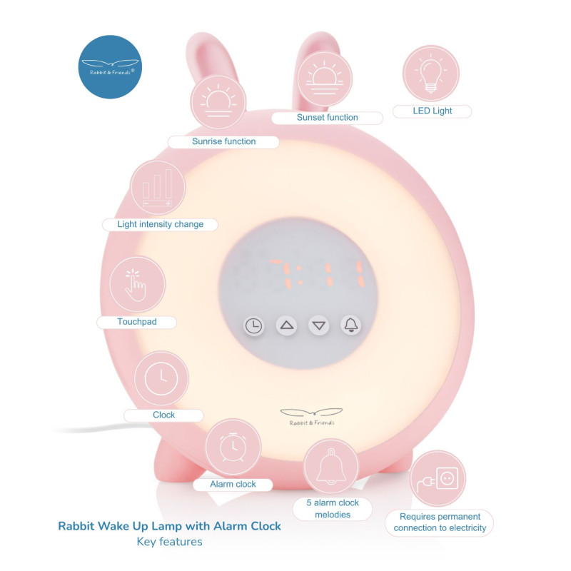 Rabbit&Friends Rabbit Wake Up Lampe mit Wecker, Pink – Bild 6