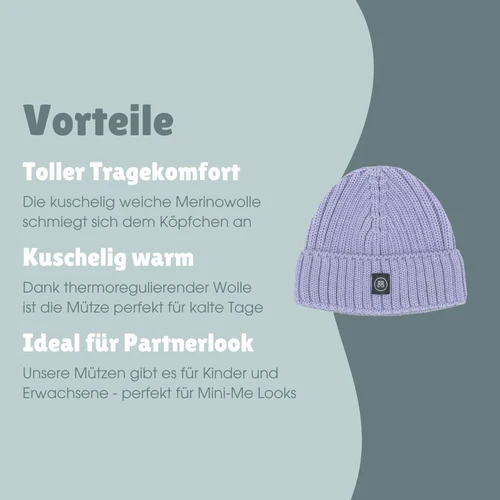 Emma & Noah Merino Wollmütze Mini & Me – Bild 9
