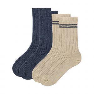 People wear organic 2er Pack Ripp-Socken blau/Taupe