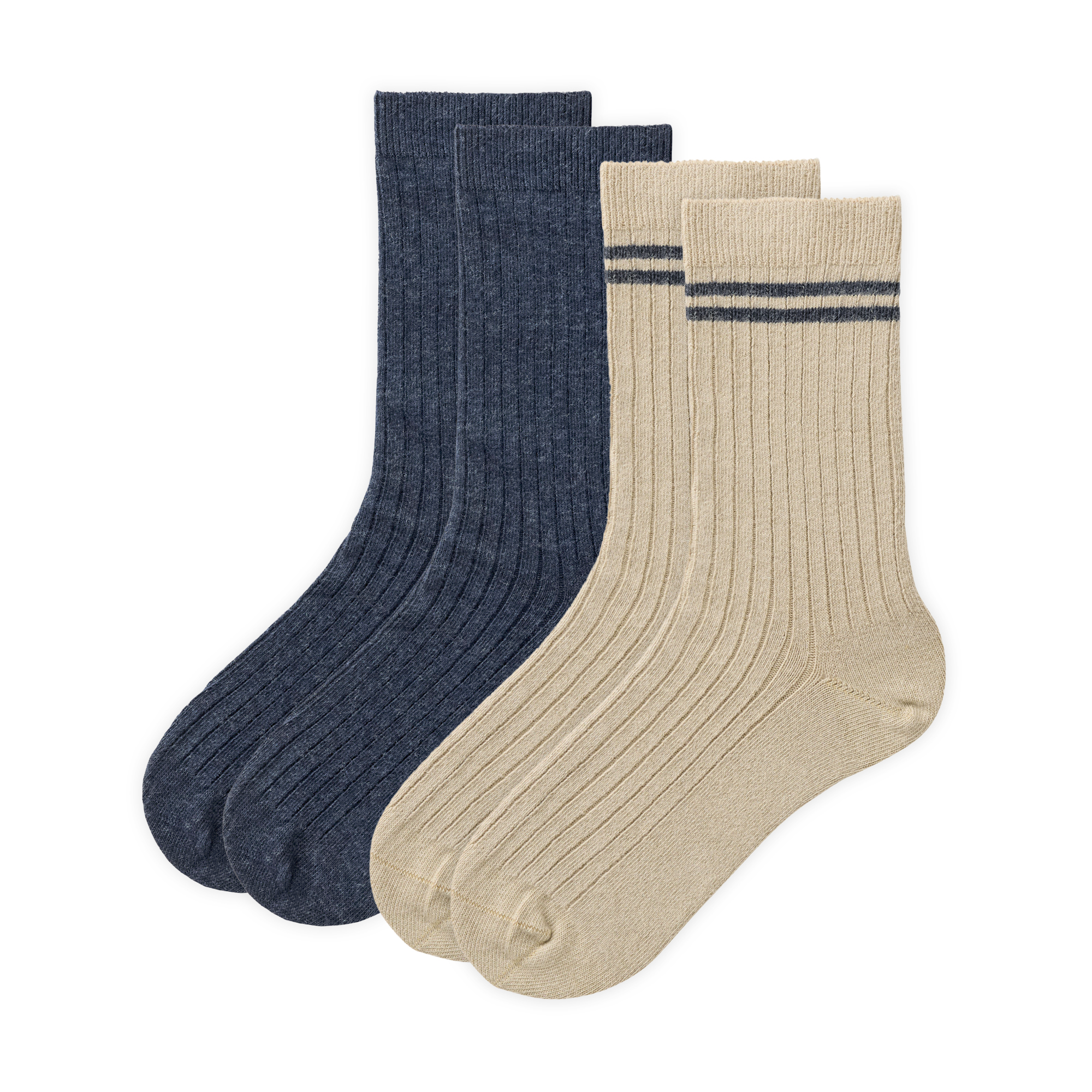 People wear organic 2er Pack Ripp-Socken blau/Taupe