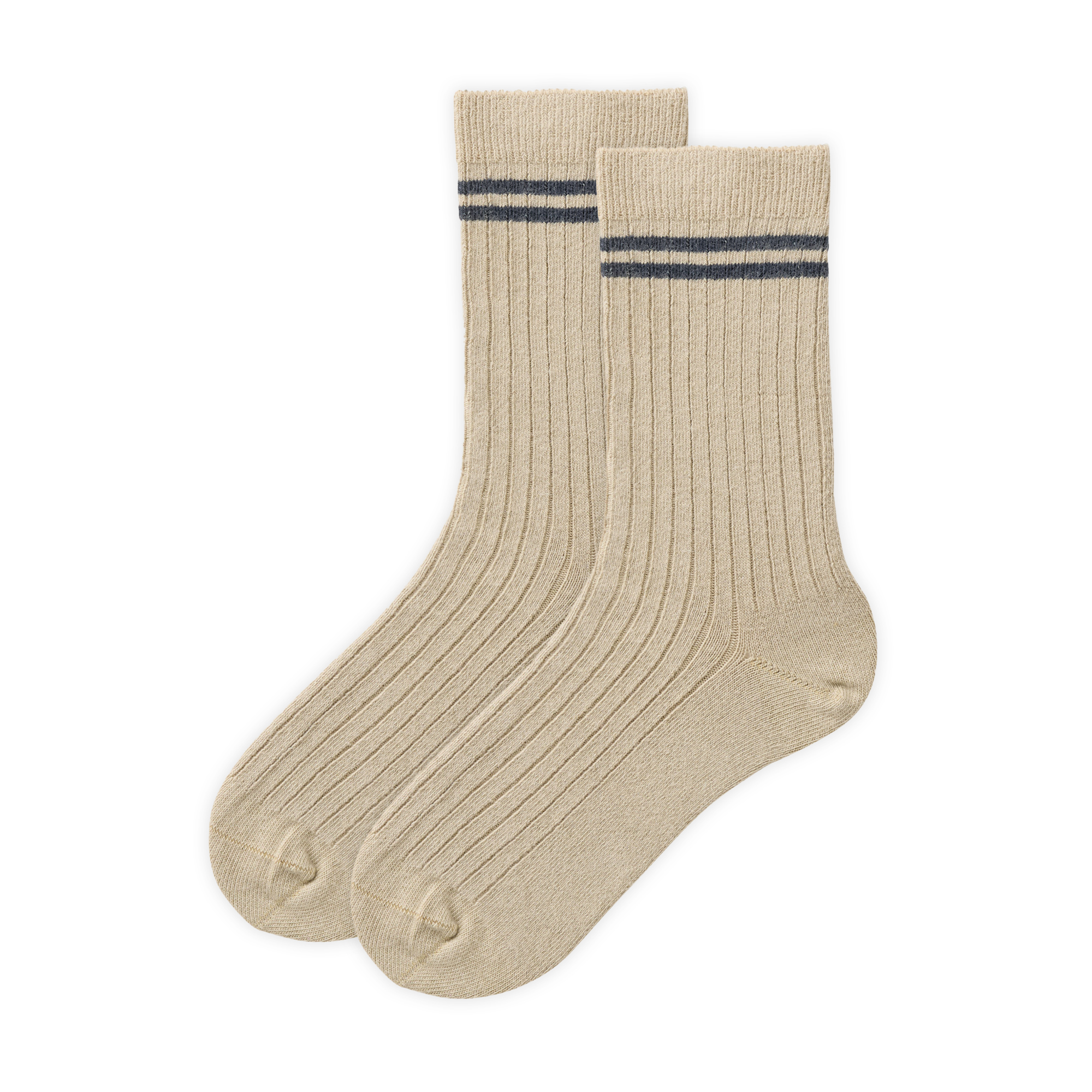 People wear organic 2er Pack Ripp-Socken blau/Taupe – Bild 2