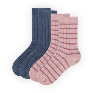 People wear organic 2er Pack Ripp-Socken rosa/rauchblau