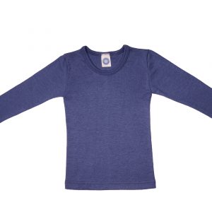 Cosilana Kinder Unterhemd Langarm Wolle Seide blau
