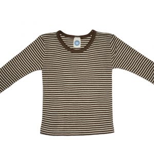 Cosilana Kinder Unterhemd Langarm Wolle Seide braun-geringelt
