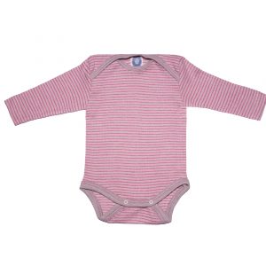 Cosilana Langarmbody grau-rosé-natur geringelt
