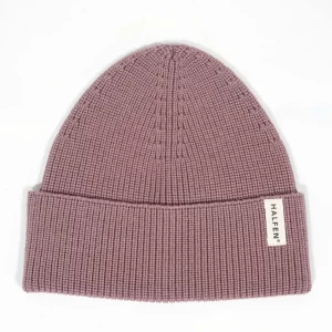Halfen Strick-Beanie Merino mauve